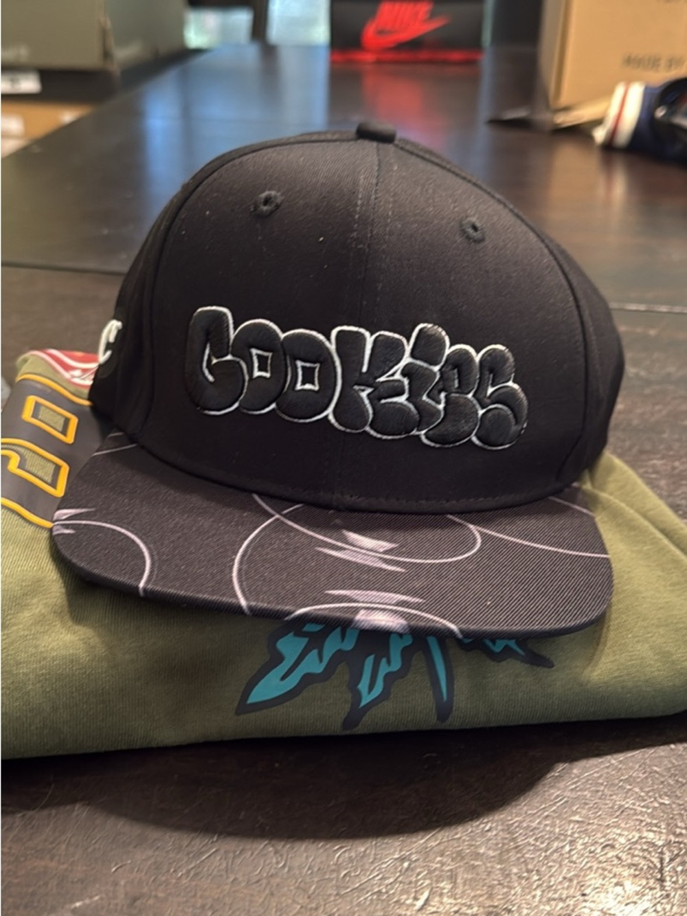 Brand new Cookies Olive shirt, black hat size  small tee shirt and SnapBack hat